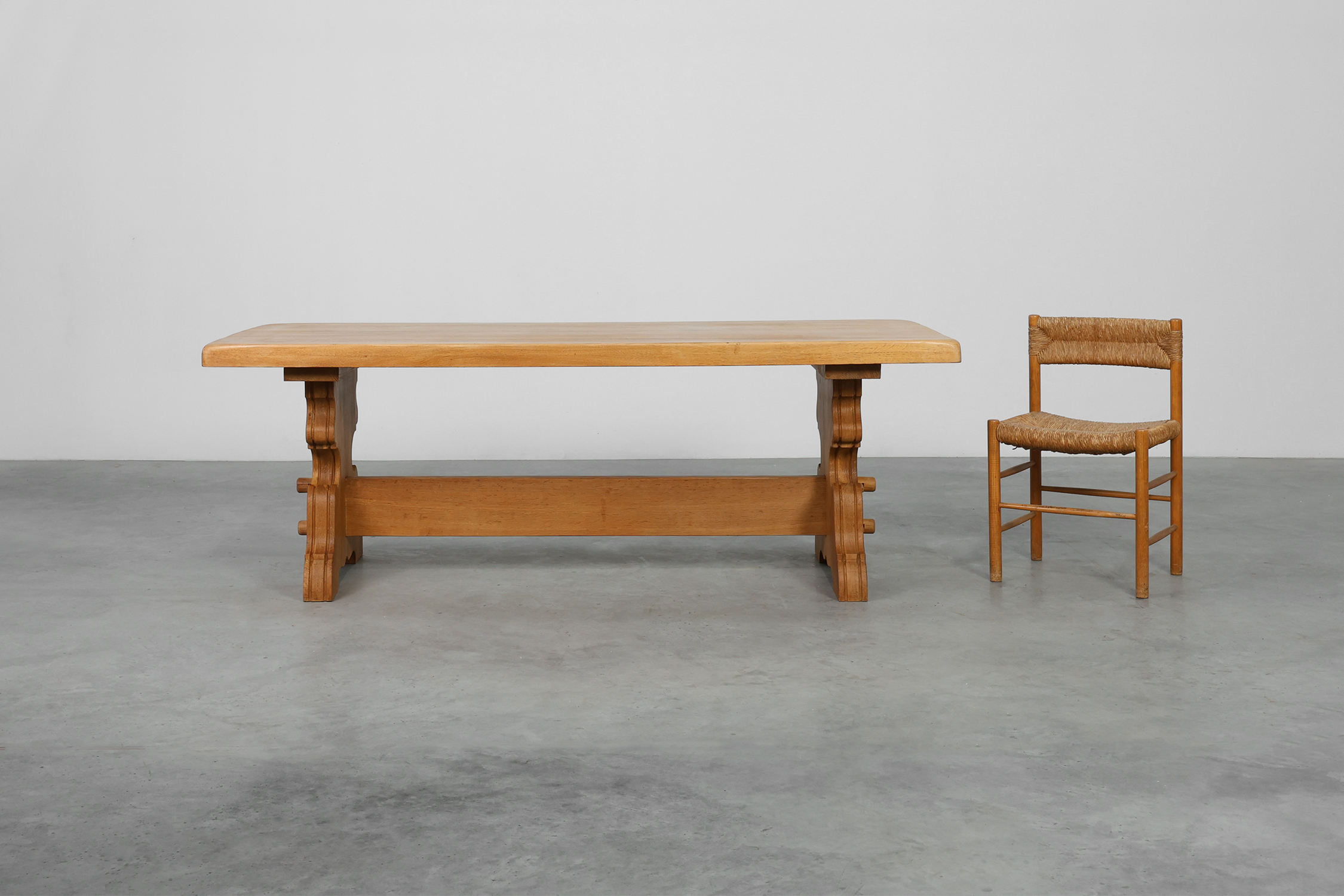 Mid‑20th‑Century Rustic Oak Dining Table, France 1960sthumbnail